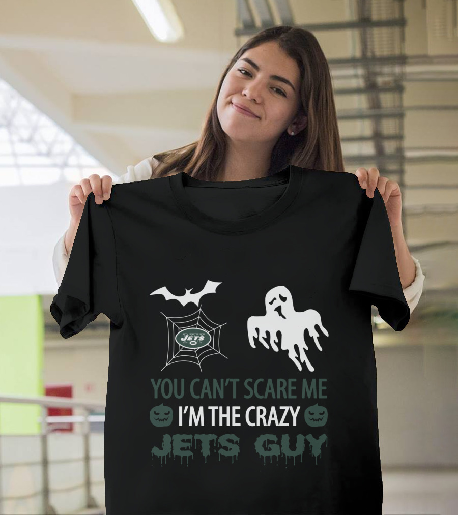 You Can't Scare Me I'm The Crazy Jets Guy Halloween Ghost Bat Web Theme T-Shirt