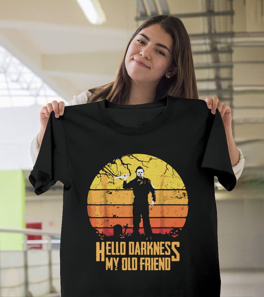 Hello Darkness My Old Friend Michael Myers Retro Sunset T-Shirt