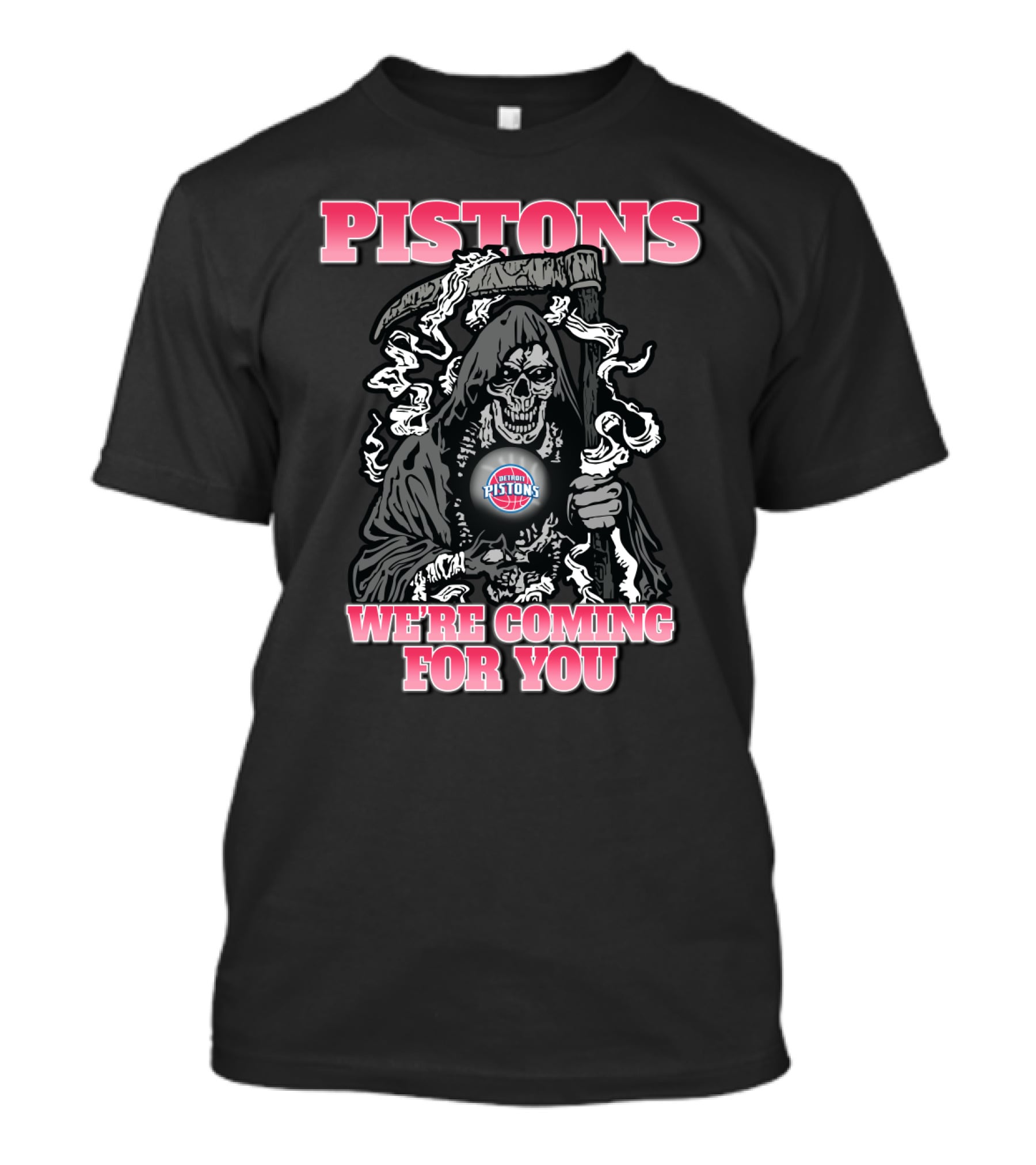 Detroit Pistons Grim Reaper We're Coming For You T-Shirt