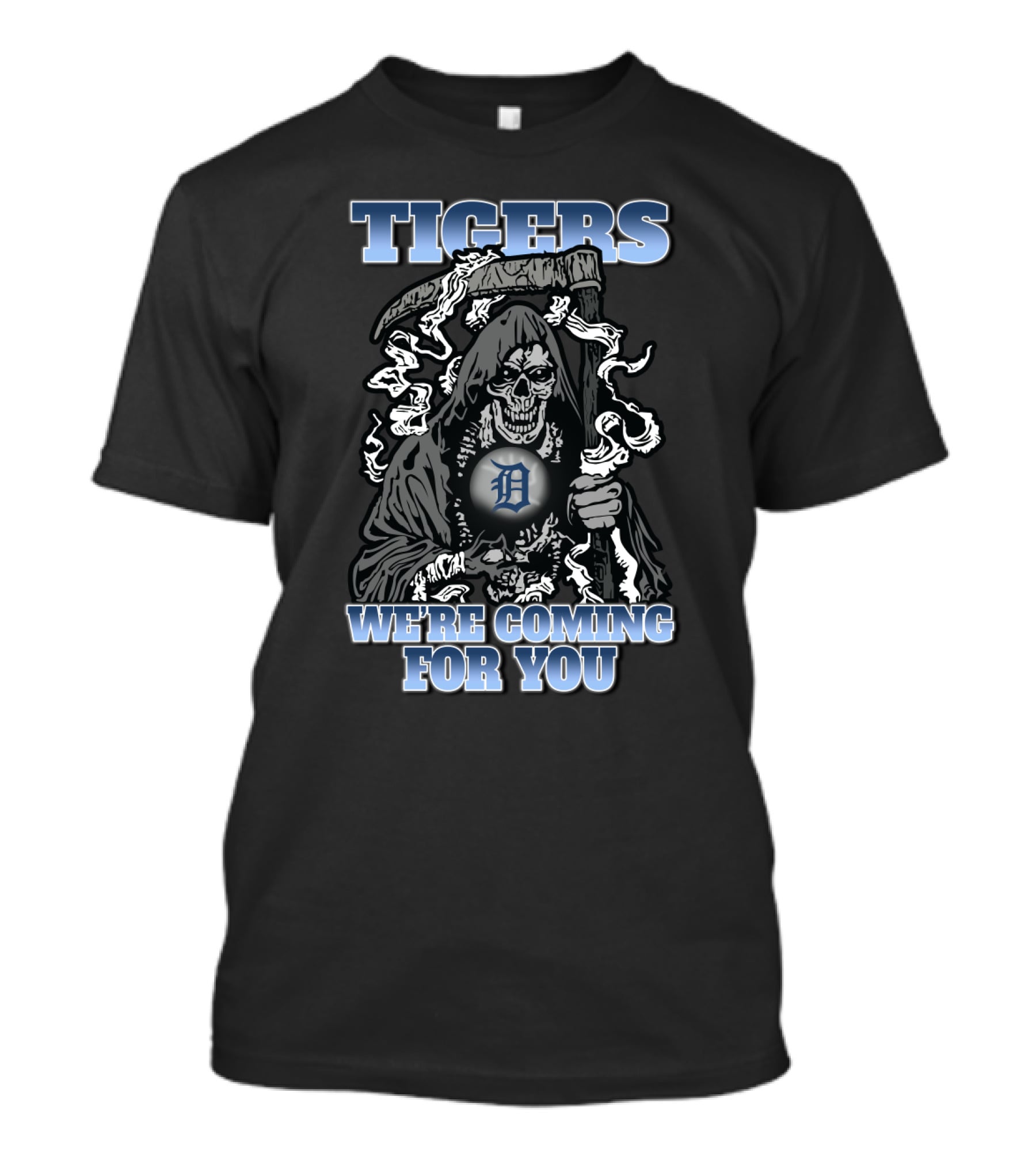 Tigers Grim Reaper We're Coming For You Detroit Fans T-Shirt