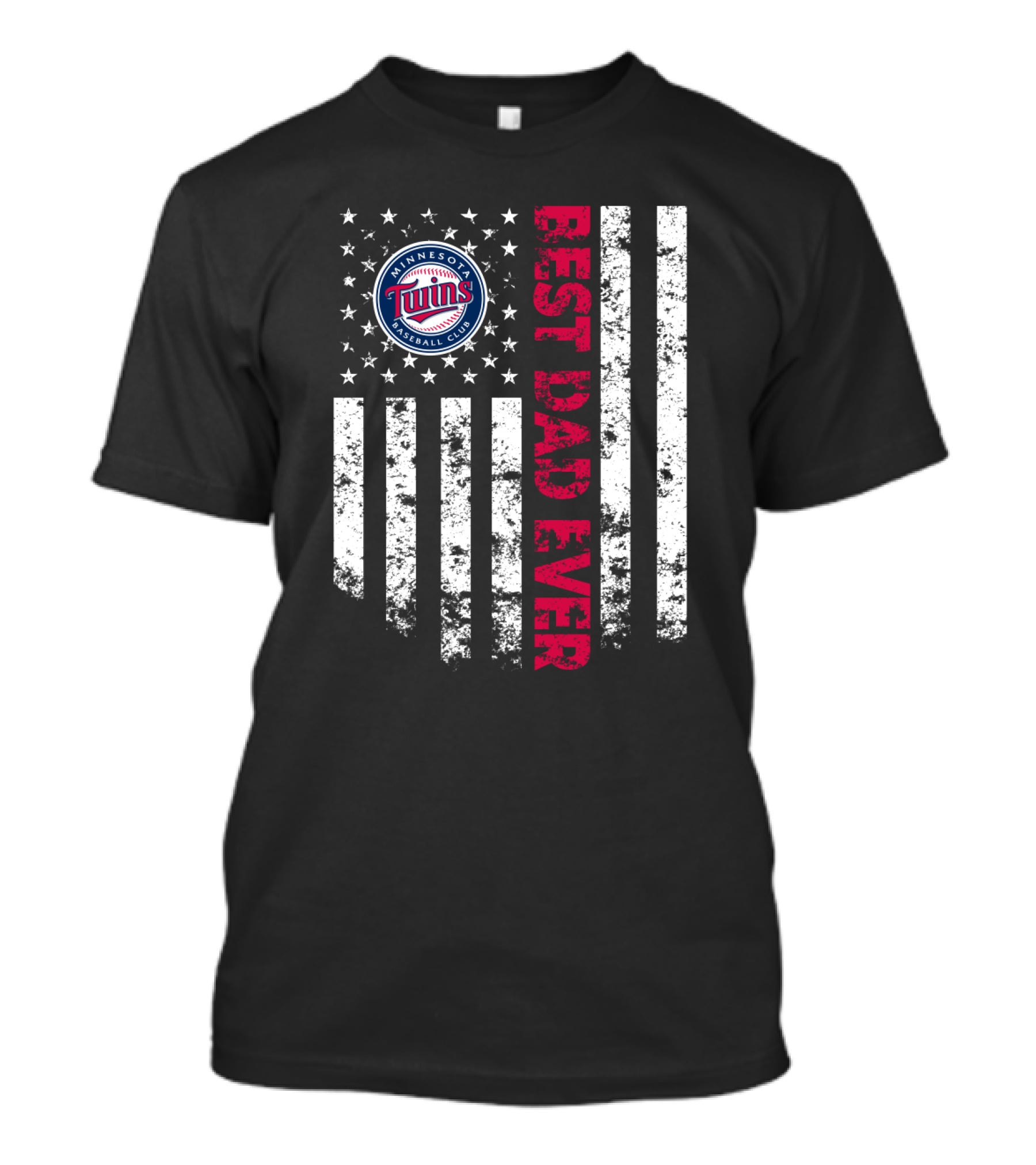 Minnesota Twins Baseball Club Best Dad Ever American Flag T-Shirt
