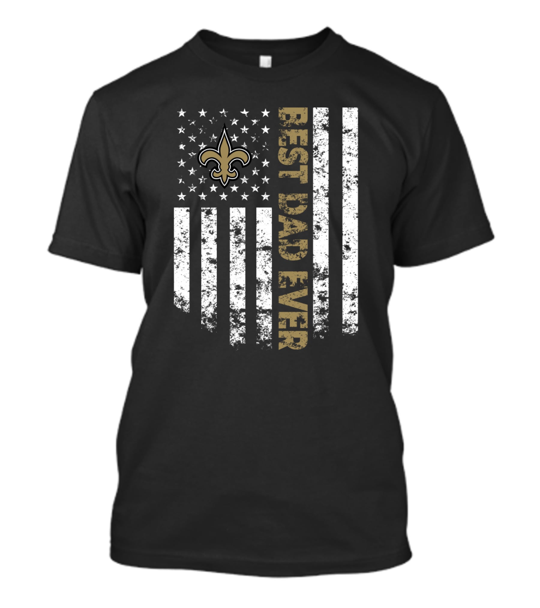 Best New Orleans Saints Dad Ever American Flag Fleur-De-Lis T-Shirt