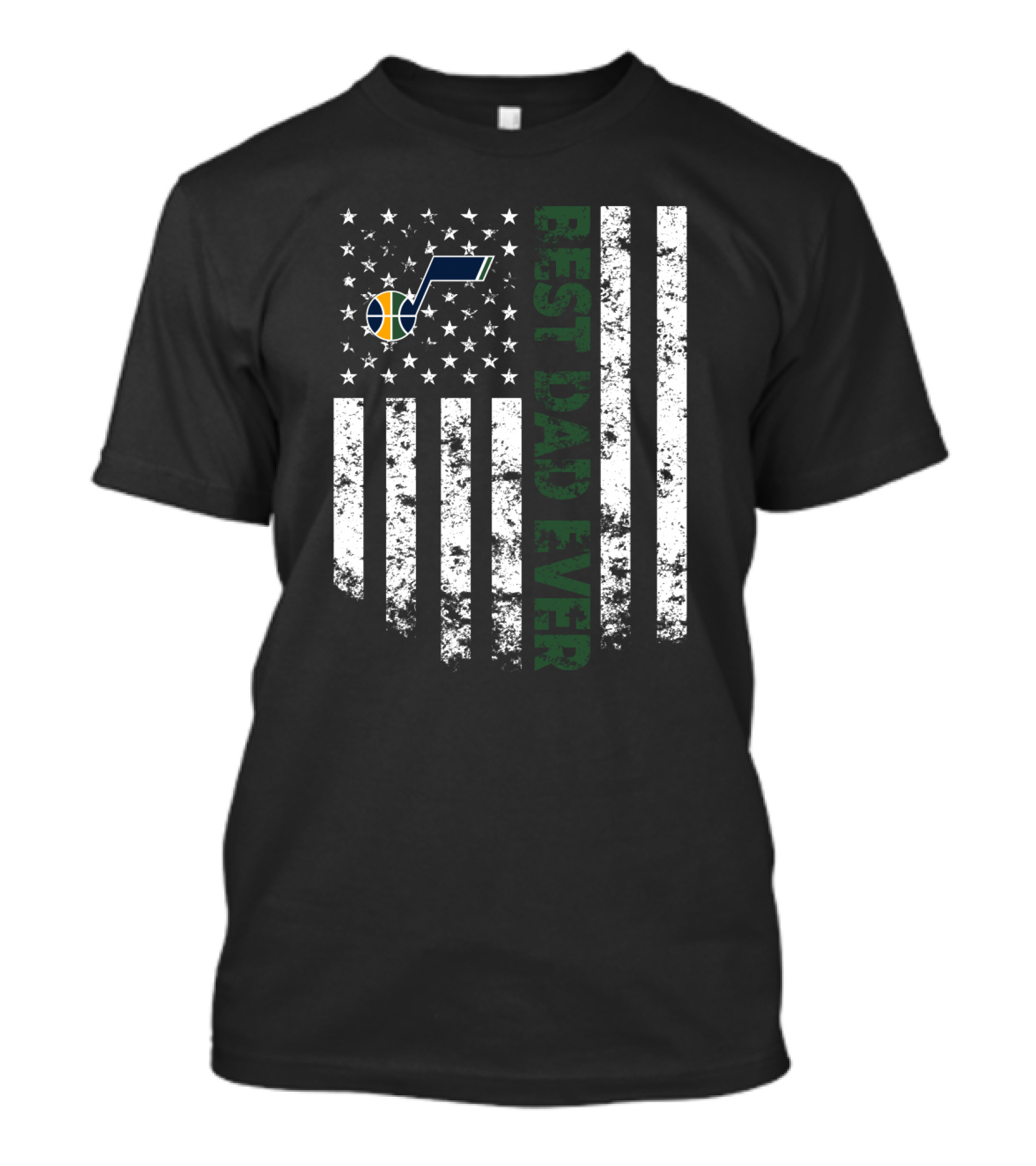 Utah Jazz Best Dad Ever American Flag T-Shirt
