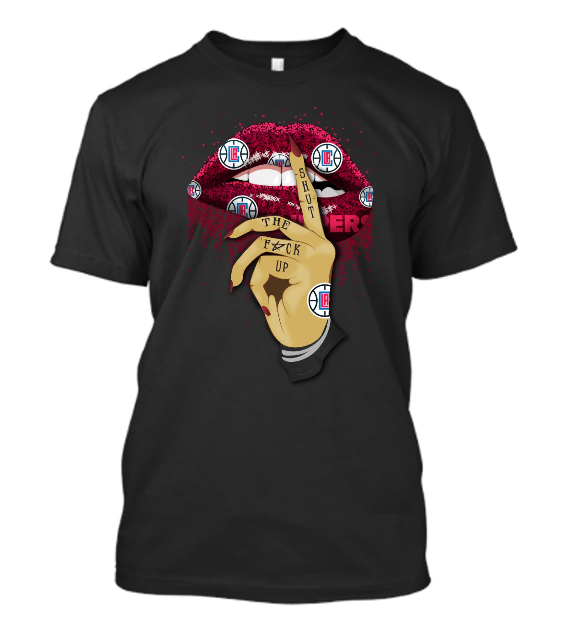 La Clippers Lips Shut Up Gesture T-Shirt
