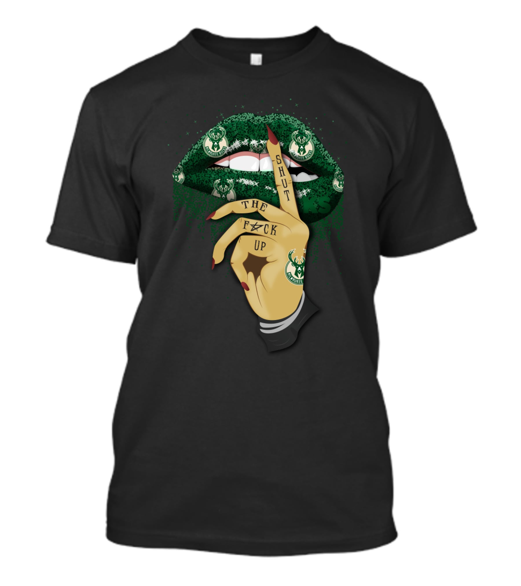 Shut The F⚡Ck Up Lip Milwaukee Bucks Fans T-Shirt