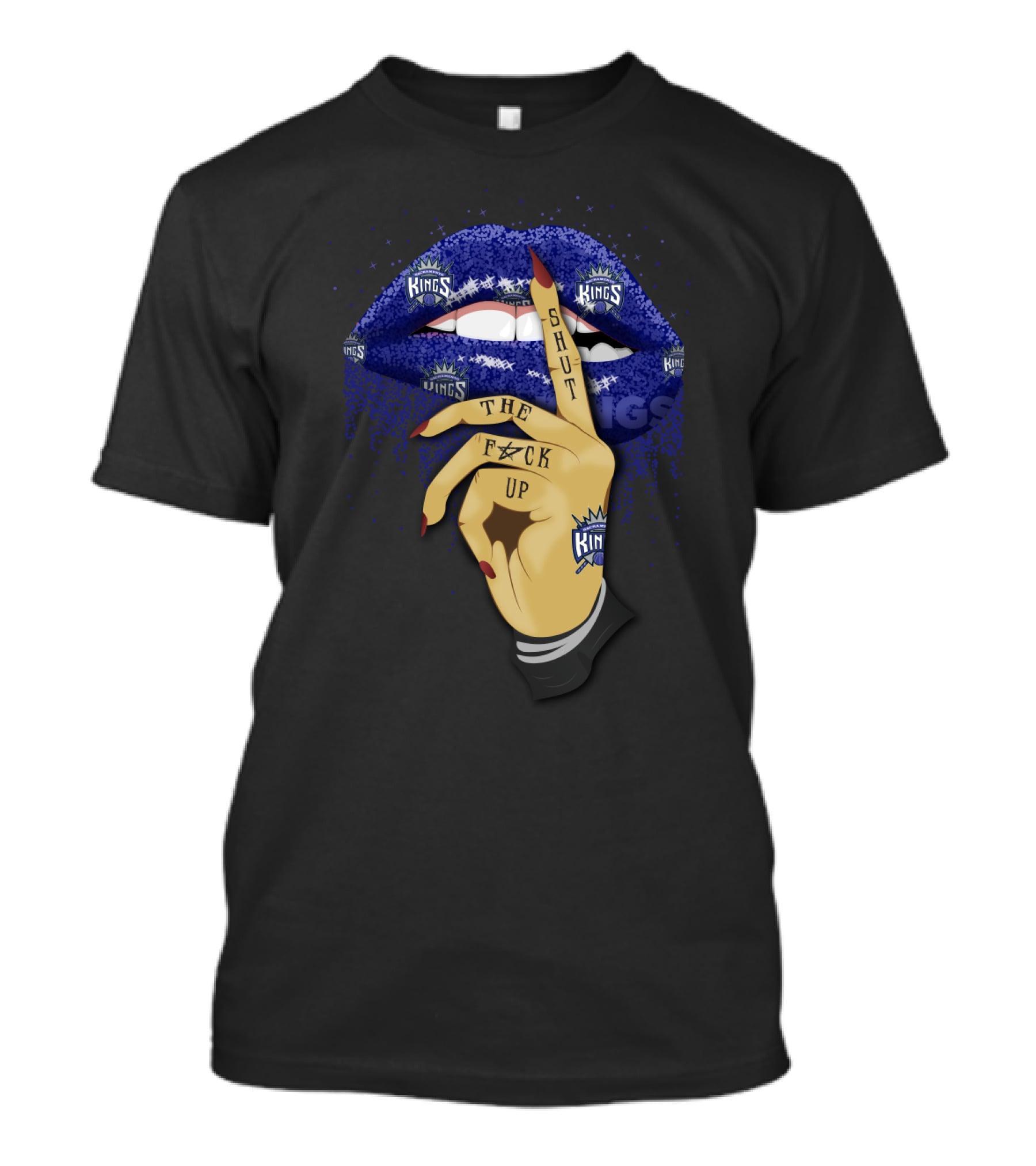 Sacramento Kings Lip Shut Up Hand Gesture T-Shirt