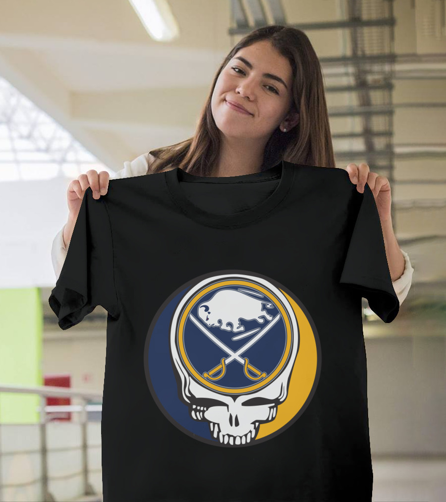Buffalo Sabres Logo With Grateful Dead Skull Design For Fans T-Shirt