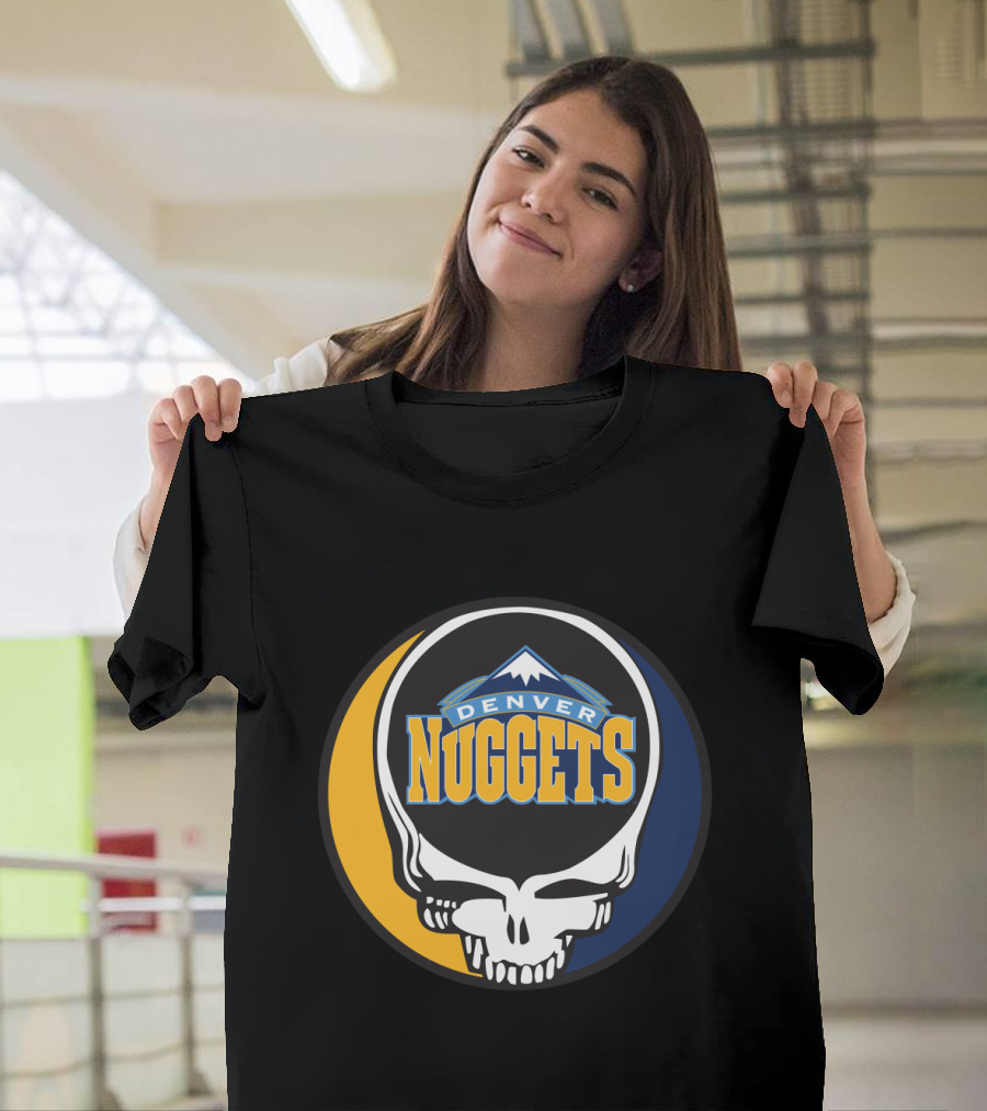 Denver Nuggets Grateful Dead Skull Logo With Mountain Symbol T-Shirt