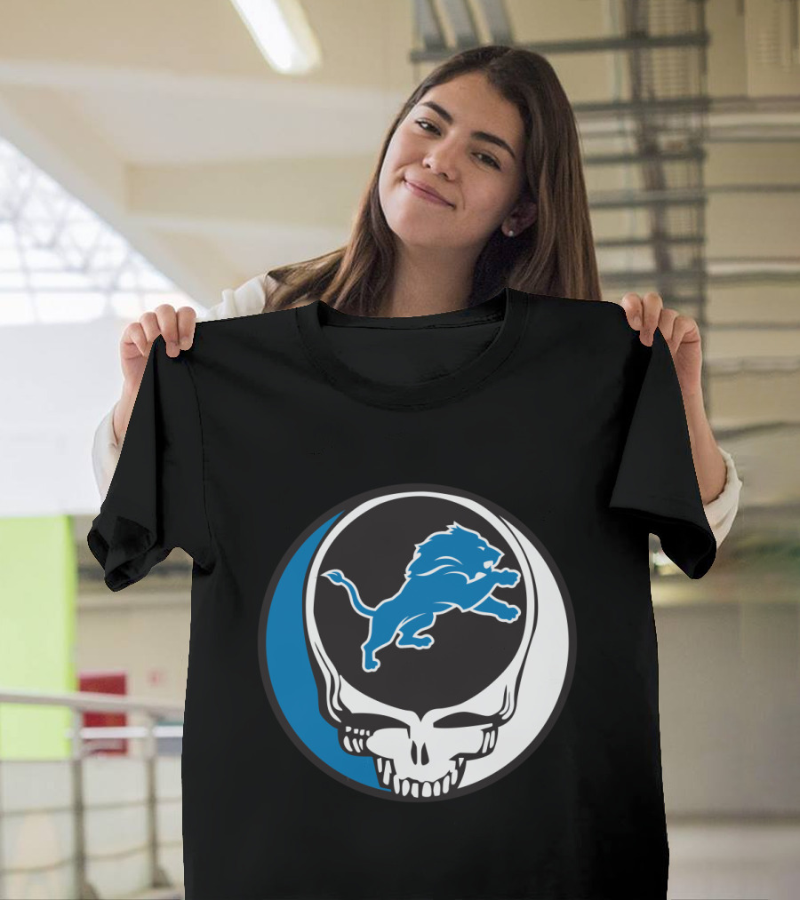 Detroit Lions Fans Grateful Dead Logo Fusion T-Shirt