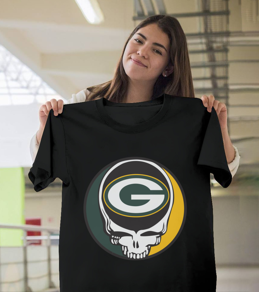 Grateful Dead Green Bay Packers Skull Logo Fans T-Shirt