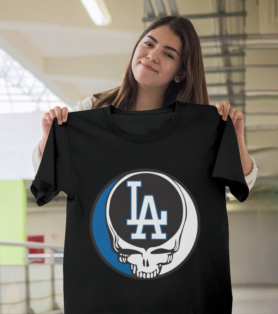 Grateful Dead Los Angeles Dodgers Fans Iconic Skull Logo Fusion T-Shirt