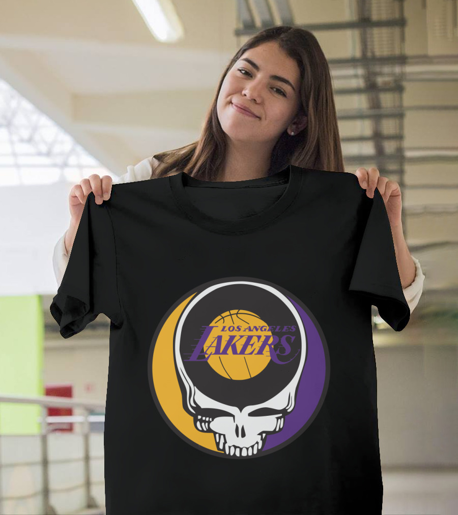 Grateful Dead Los Angeles Lakers Basketball Skull T-Shirt