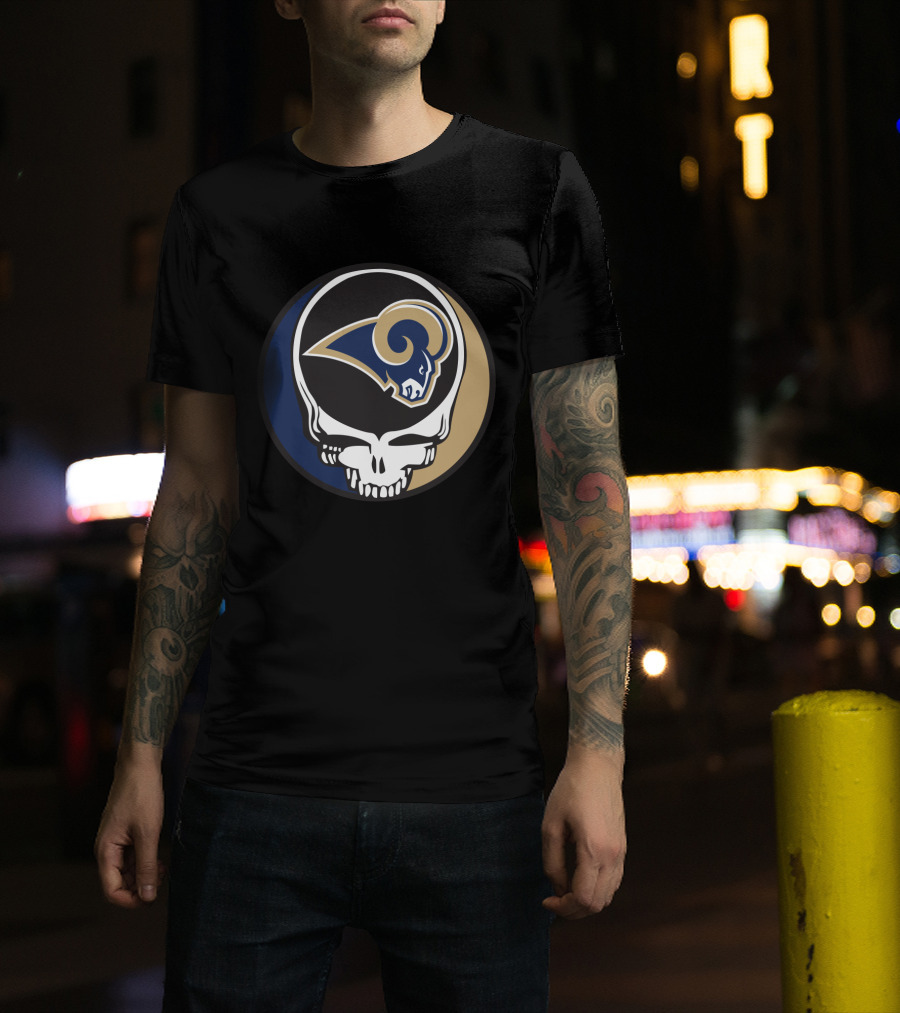 Grateful Dead Skull With Los Angeles Rams T-Shirt