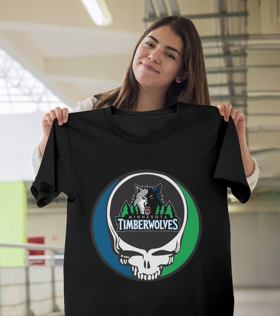 Grateful Dead Minnesota Timberwolves Basketball Fan Skull T-Shirt