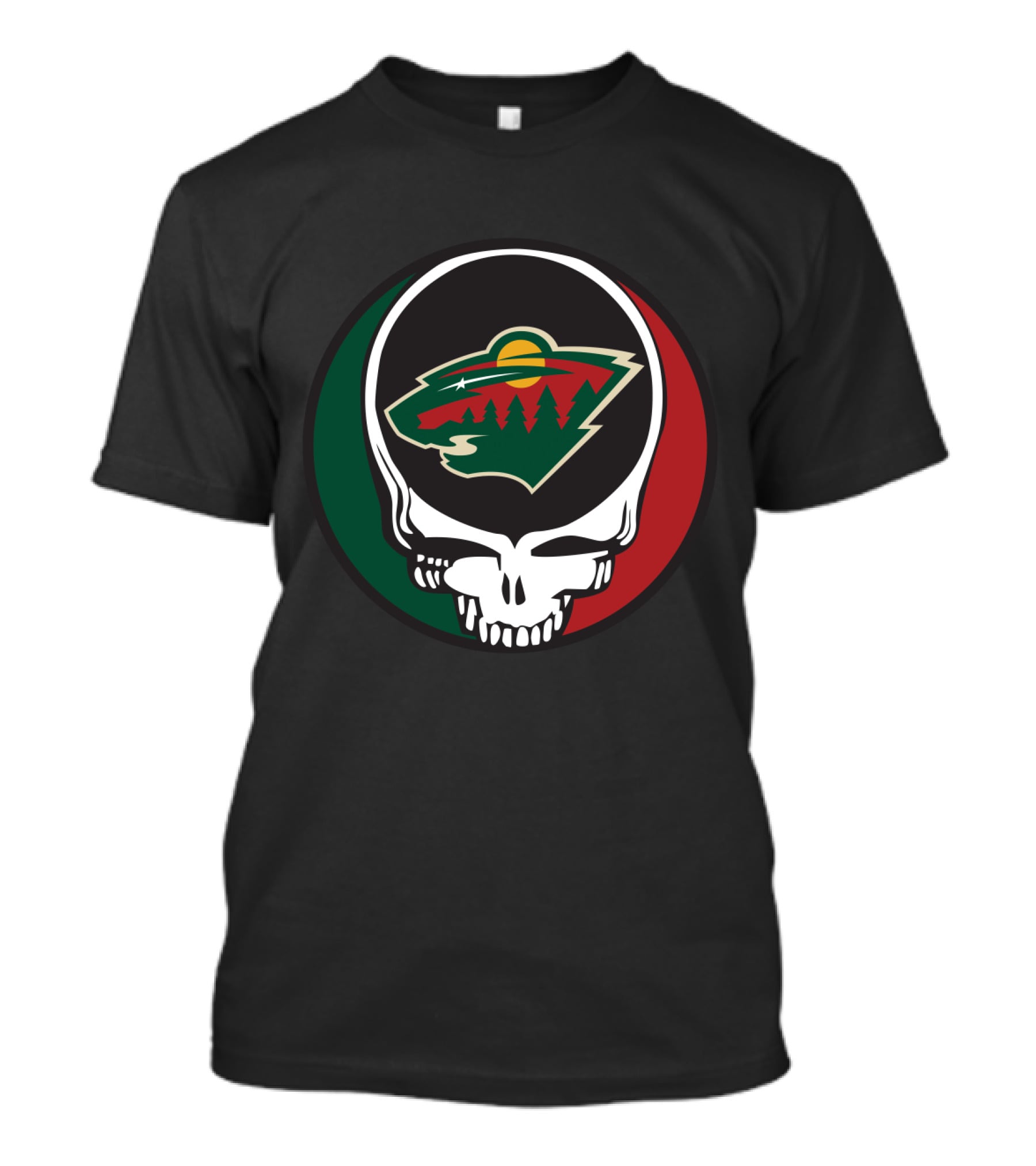 Minnesota Wild Fans Grateful Dead Skull And Bear Head T-Shirt