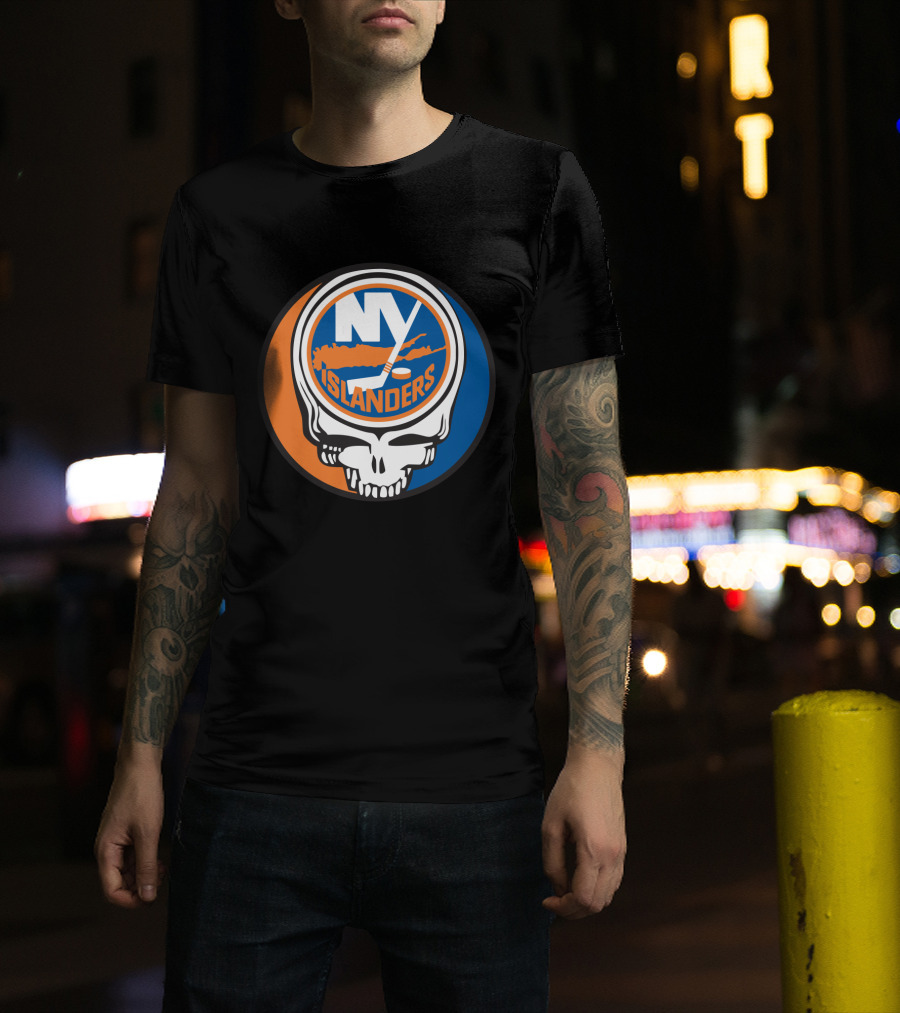 New York Islanders Grateful Dead Skull Logo Mashup T-Shirt