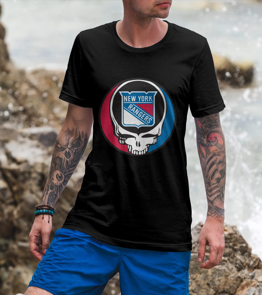 New York Rangers Grateful Dead Steal Your Face Skull Logo Fan T-Shirt