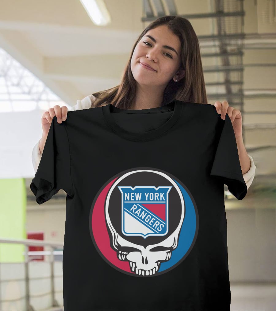 New York Rangers Grateful Dead Steal Your Face Skull Logo Fan T-Shirt