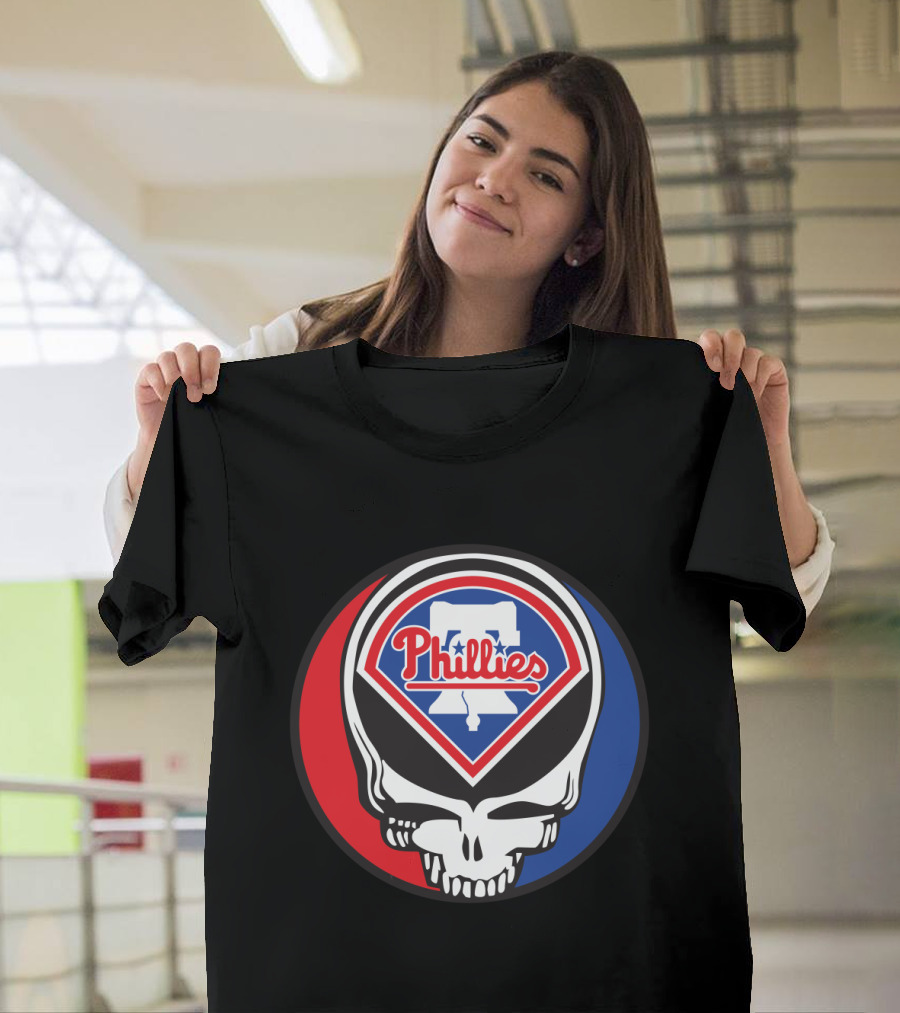 Philadelphia Phillies Grateful Dead Mashup Skull T-Shirt