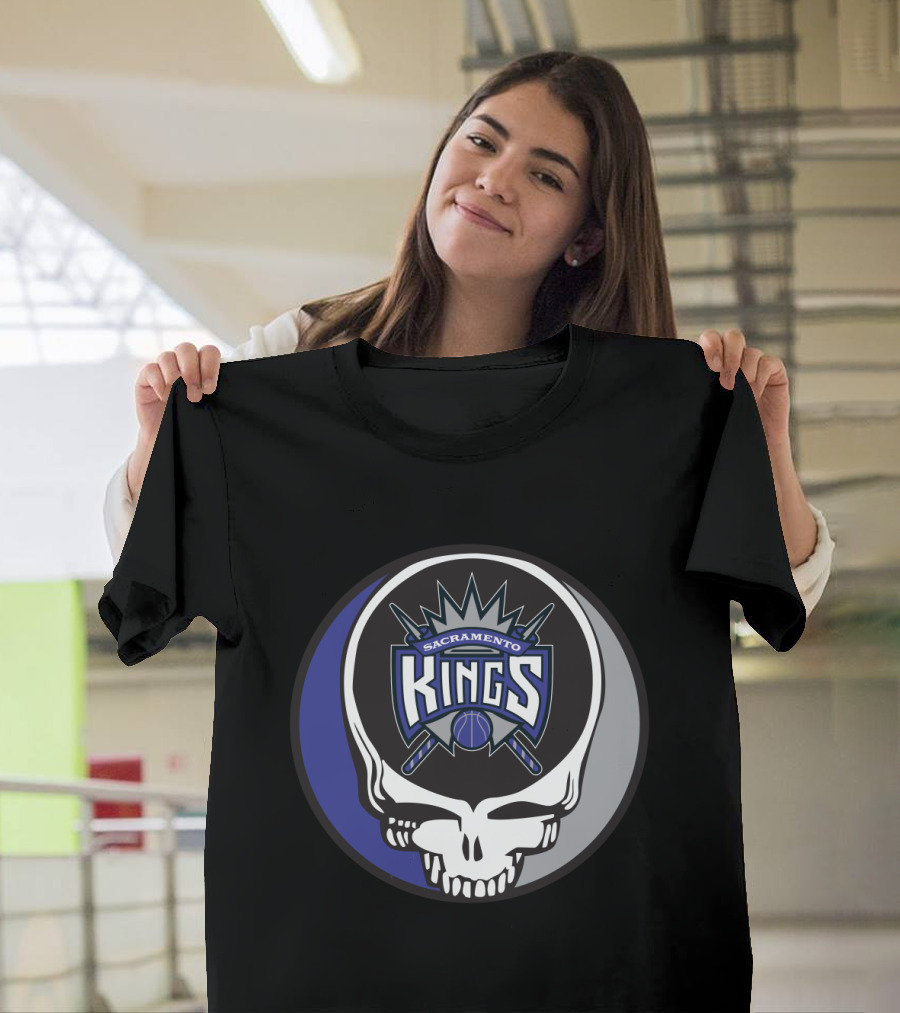 Grateful Dead Sacramento Kings Skull Logo Fusion T-Shirt