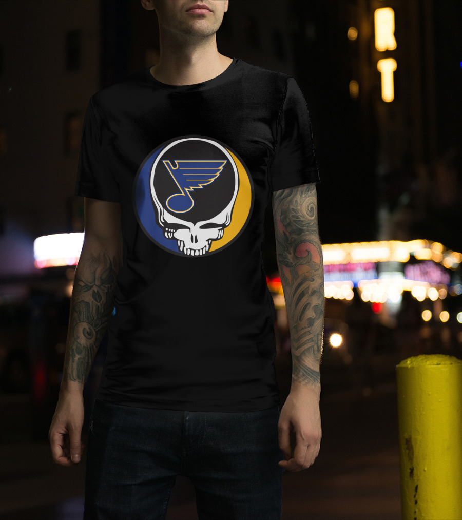 Grateful Dead St. Louis Blues Skull Logo Fusion T-Shirt