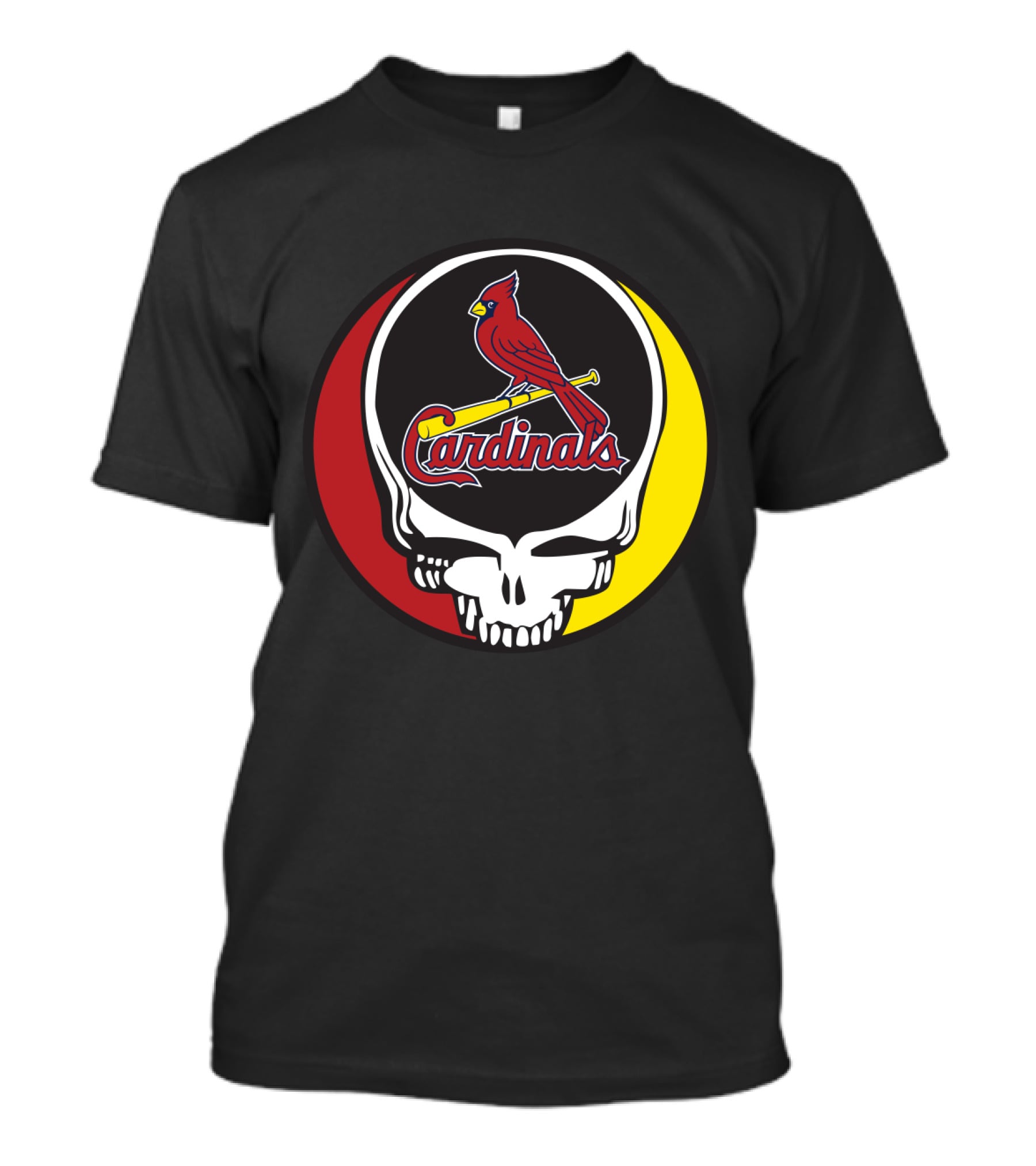 Grateful Dead Skull Design With St. Louis Cardinals Logo For Fans T-Shirt