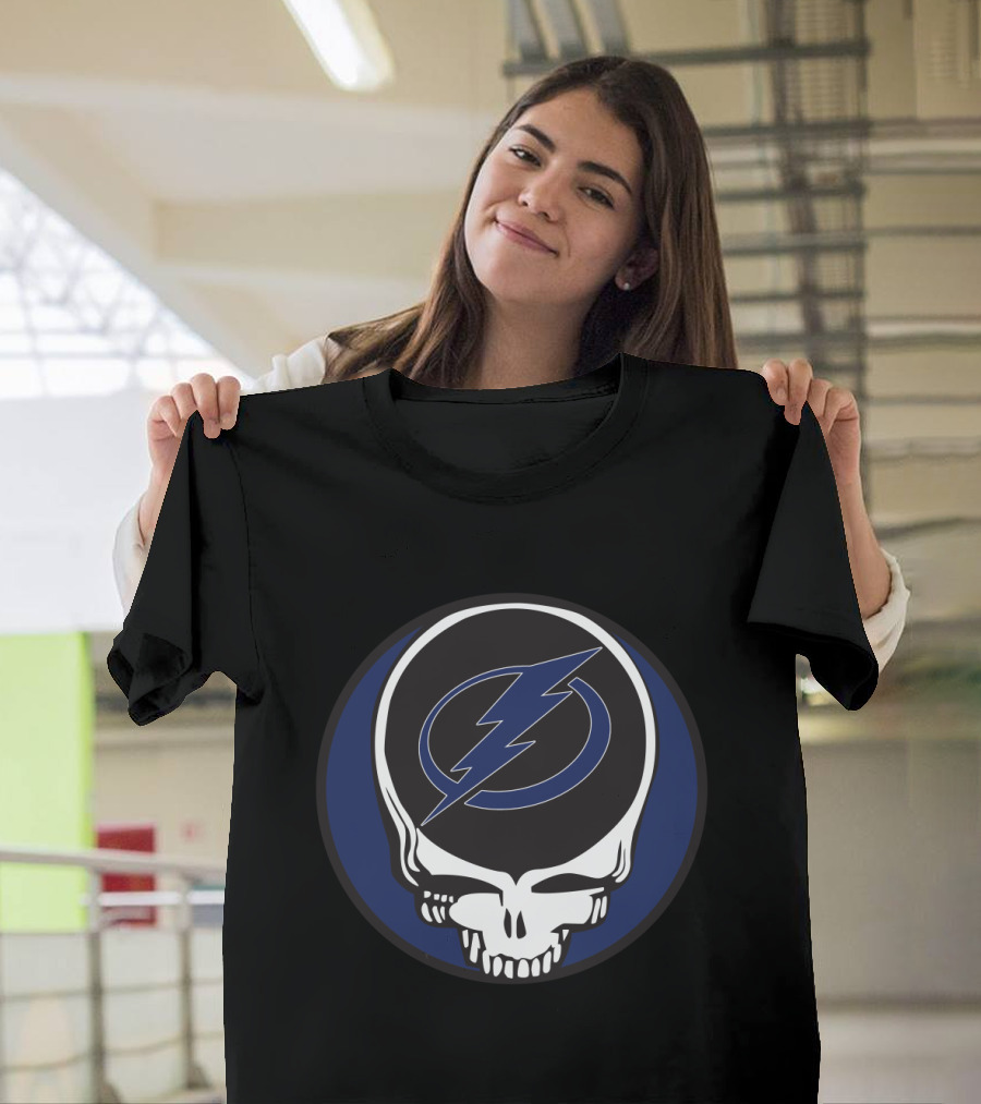 Grateful Dead Tampa Bay Lightning Fans Skull With Bolt T-Shirt