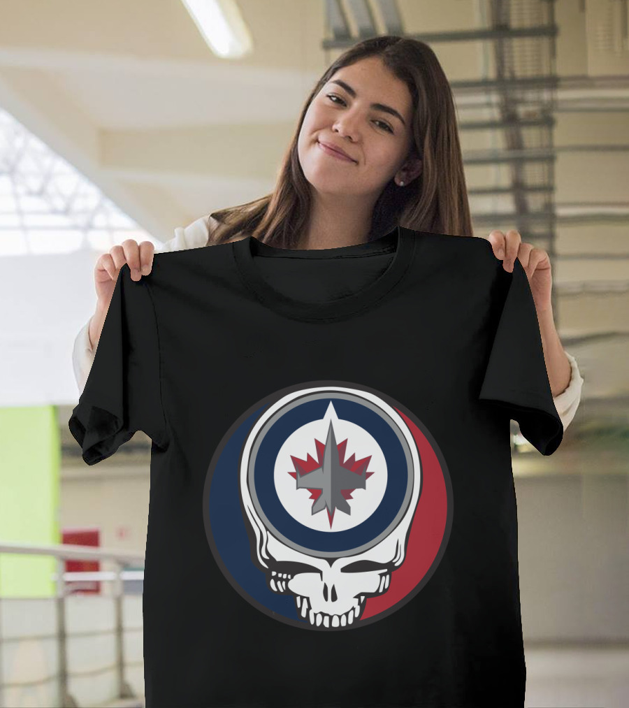 Grateful Dead Skull with Winnipeg Jets Logo for Fans T-Shirt