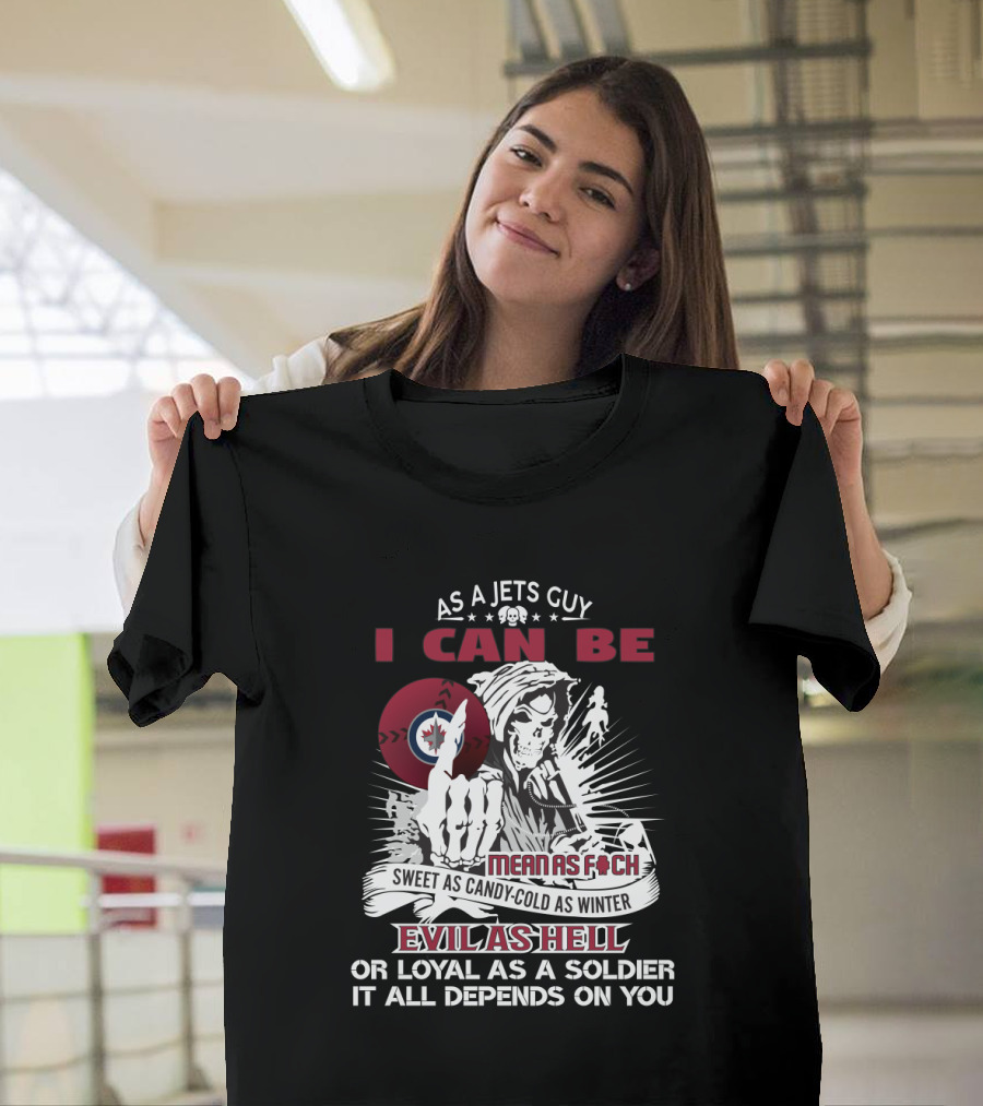 Winnipeg Jets Fan Slogan Featuring Grim Reaper Theme and Dual Nature Message T-Shirt