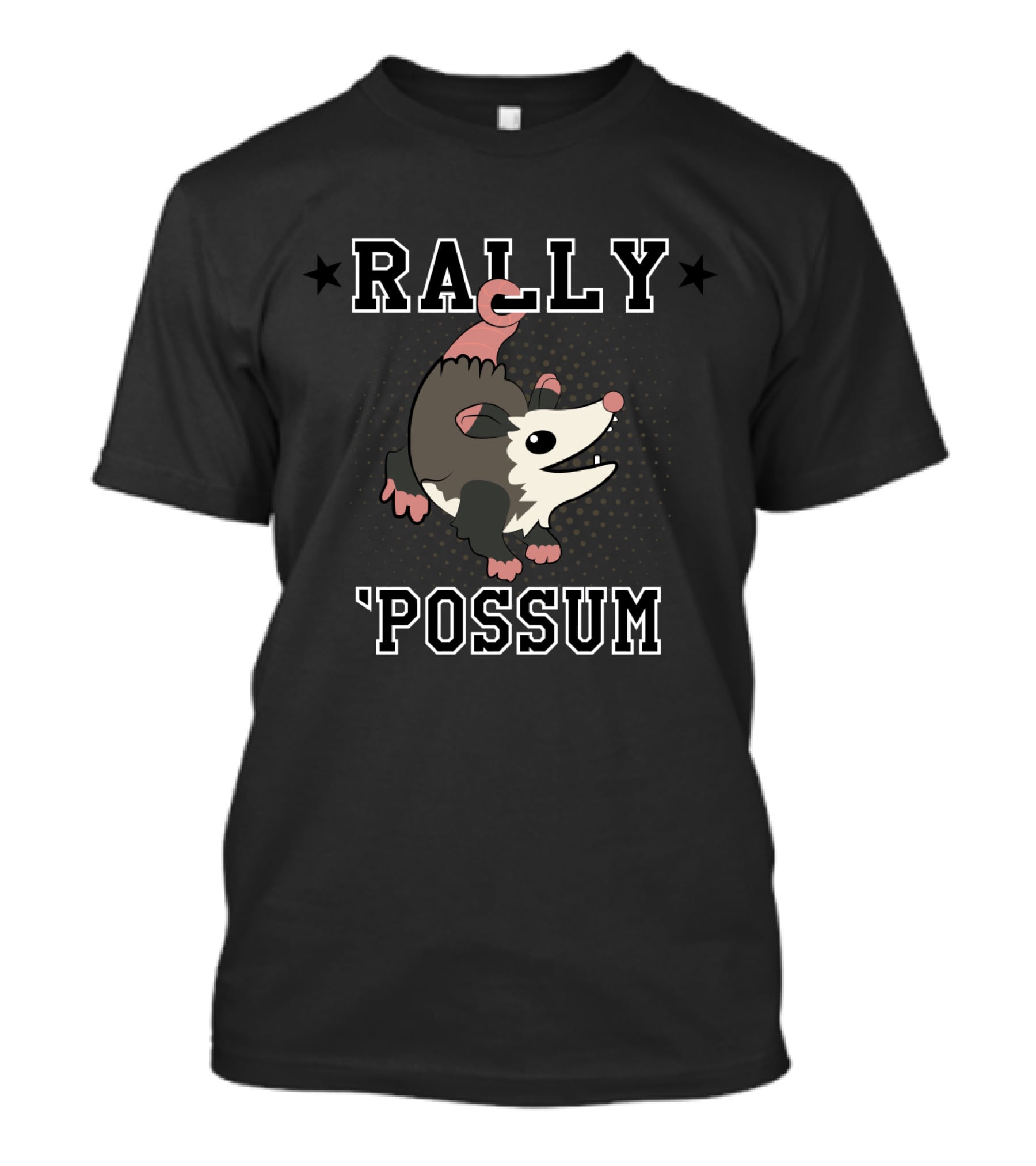 Rally Possum Cartoon Animal With Stars T-Shirt