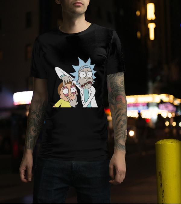 Rick And Morty Screaming Eye-Popping Gesture T-Shirt