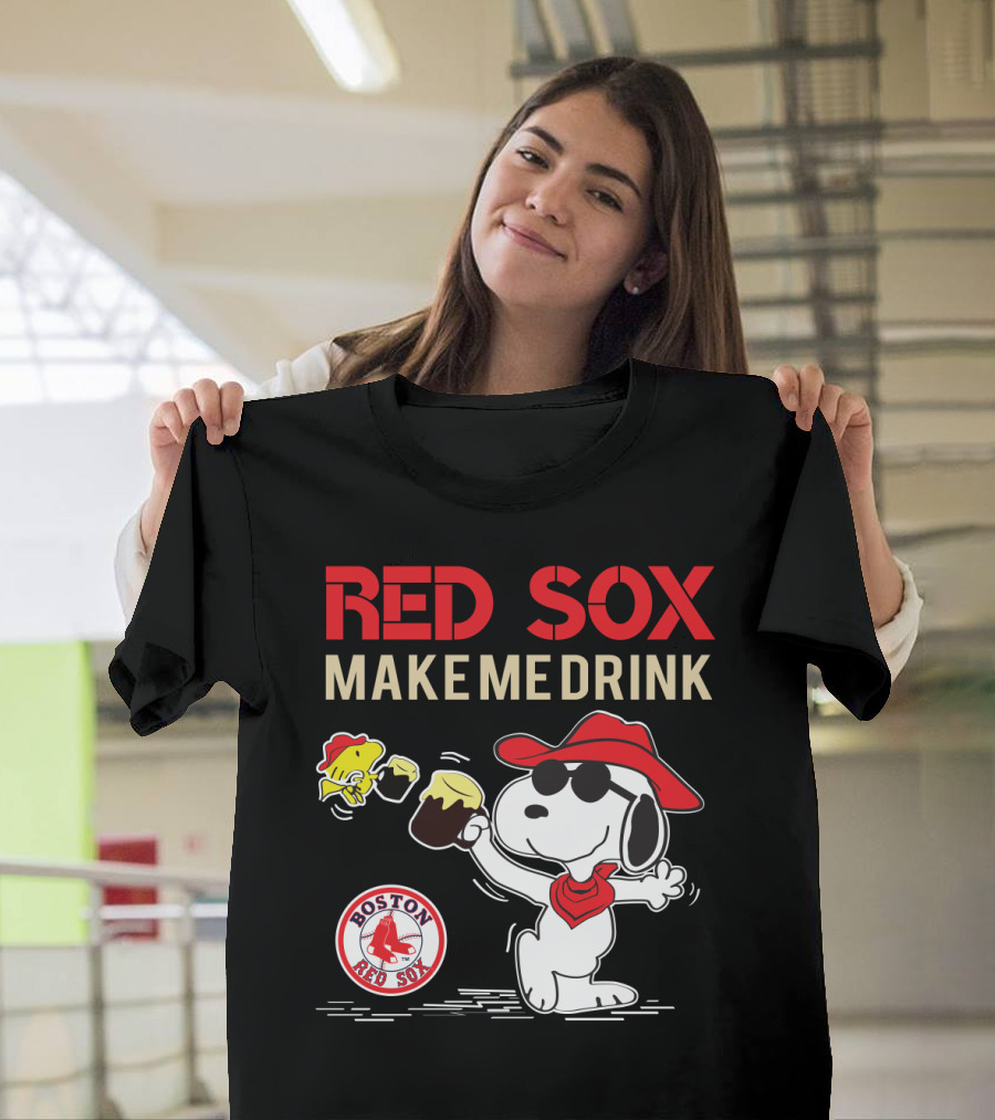 Snoopy Red Sox Make Me Drink Boston Red Sox Fan T-Shirt