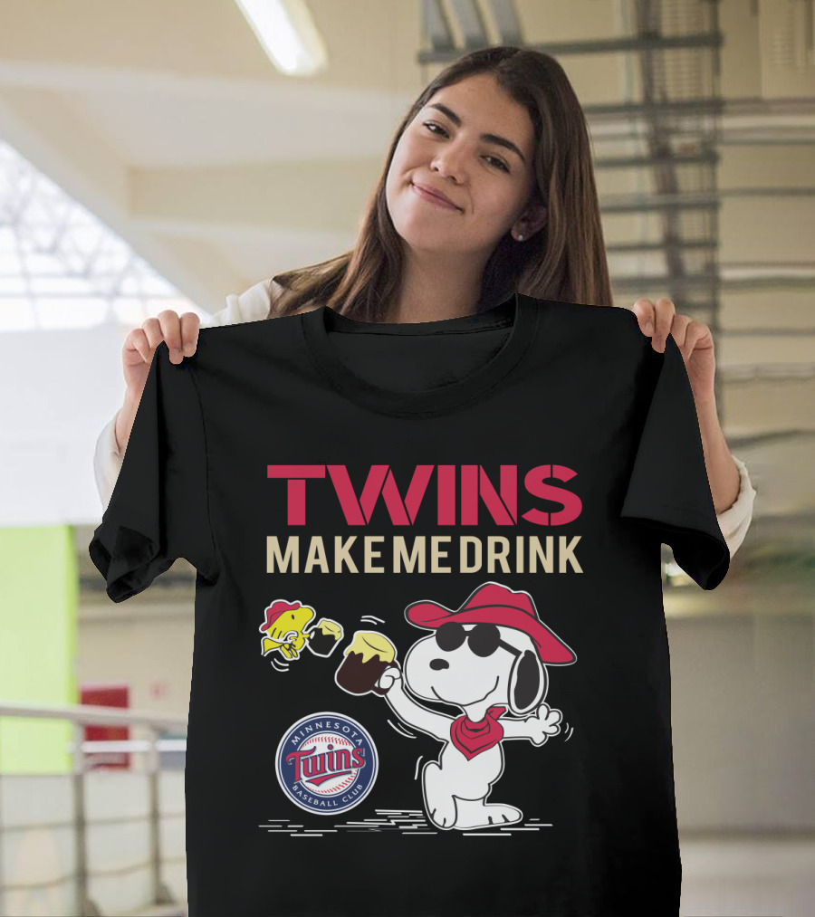 Snoopy Twins Make Me Drink Minnesota Baseball Club Fans T-Shirt