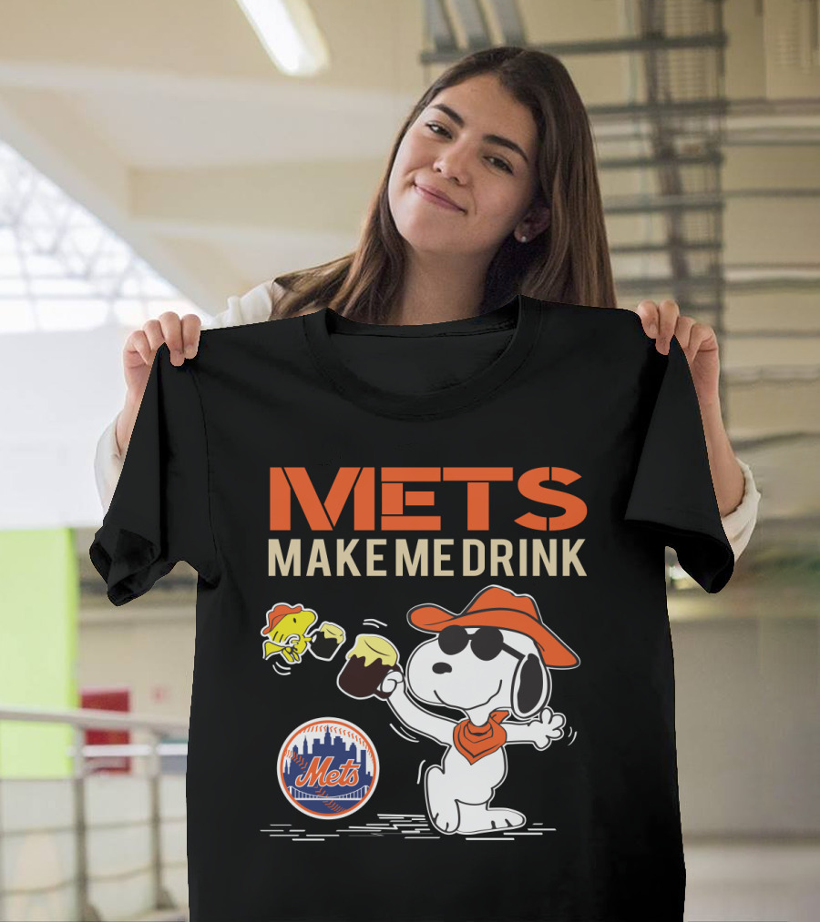 Snoopy Mets Make Me Drink New York Mets Fans T-Shirt