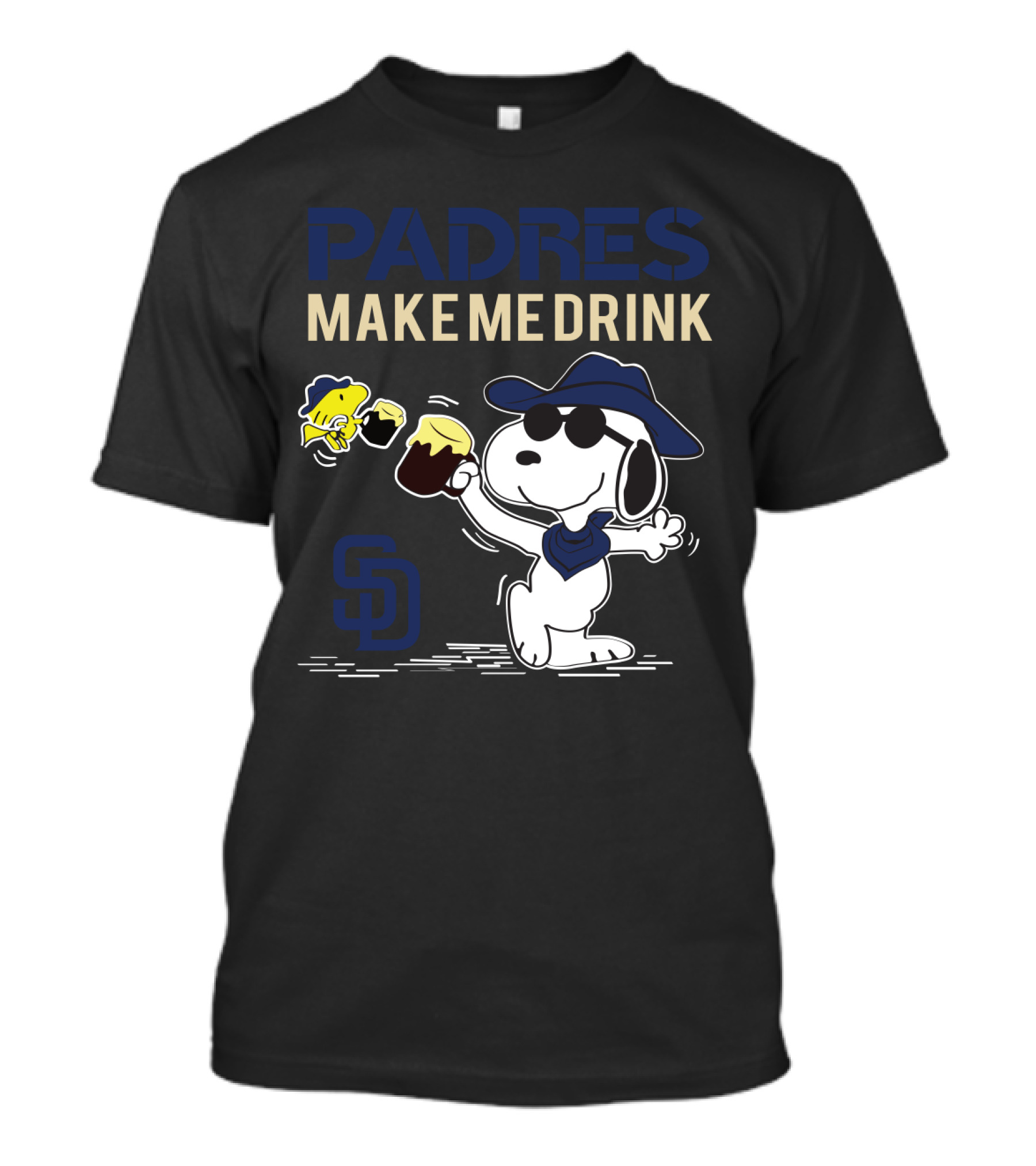 Snoopy Padres Make Me Drink San Diego Fans Peanuts Baseball Brew Fun T-Shirt