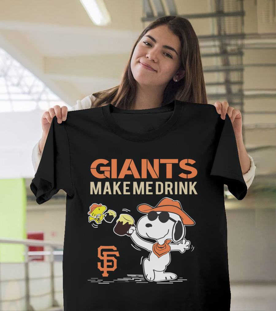 San Francisco Giants Make Me Drink Snoopy Peanuts Fans T-Shirt