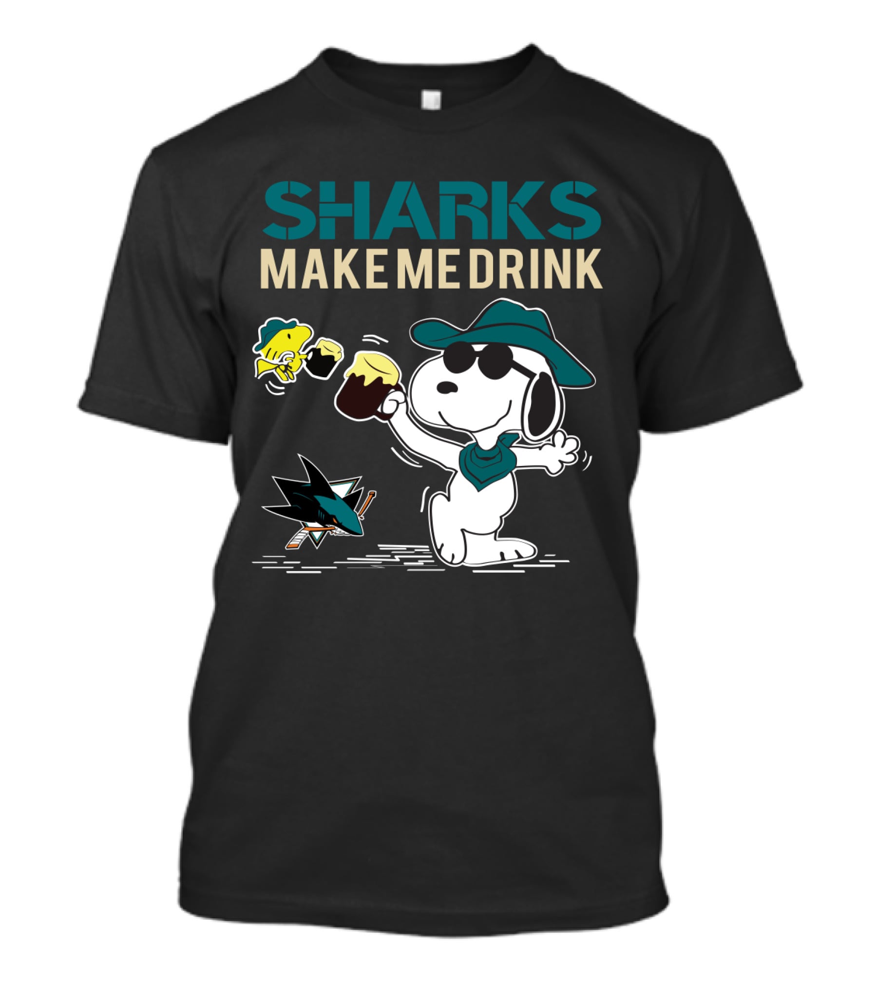 Snoopy Sharks Make Me Drink San Jose Sharks Fans T-Shirt