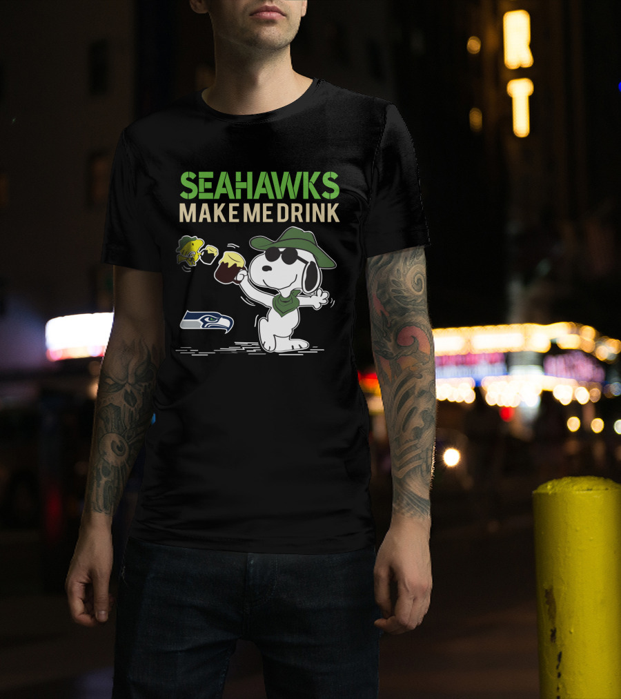 Seattle Seahawks Make Me Drink Snoopy Fan Celebration T-Shirt