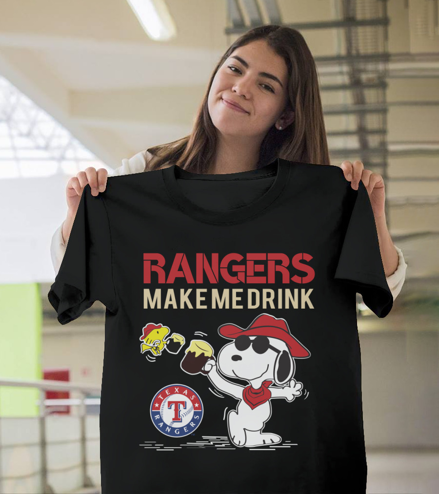 Texas Rangers Snoopy Makes Me Drink T-Shirt