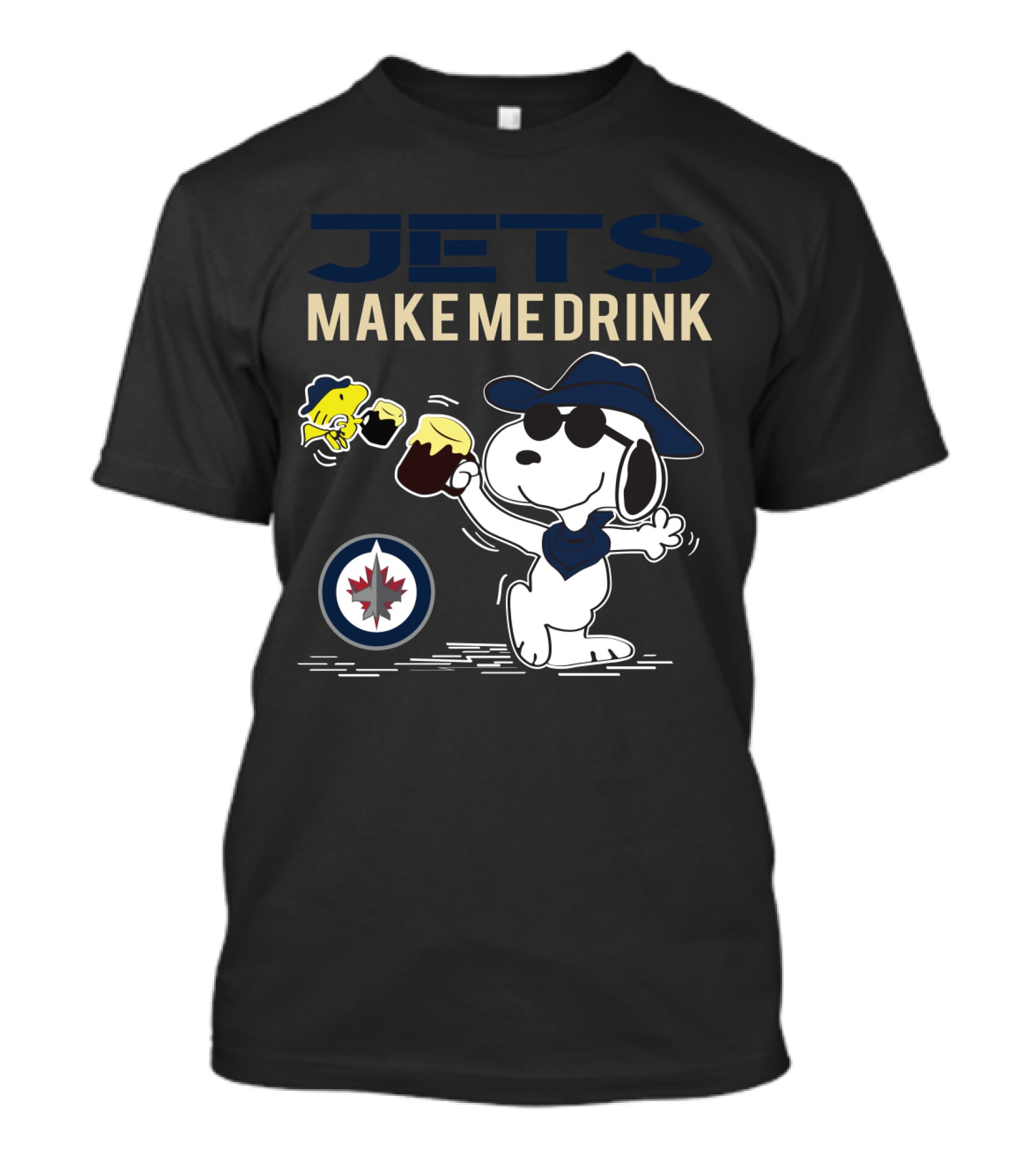 Snoopy Jets Make Me Drink Winnipeg Fans Peanuts Hockey NHL T-Shirt