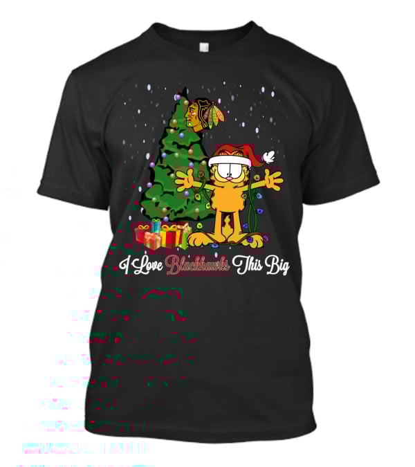 I Love Blackhawks This Big Christmas Garfield Chicago Blackhawks T-Shirt
