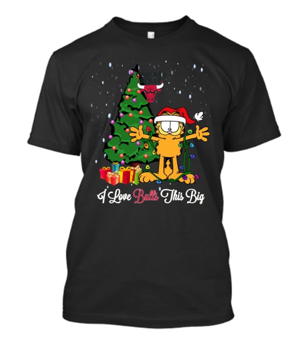 I Love Bulls This Big Christmas Garfield Chicago Bulls Holiday Scene T-Shirt