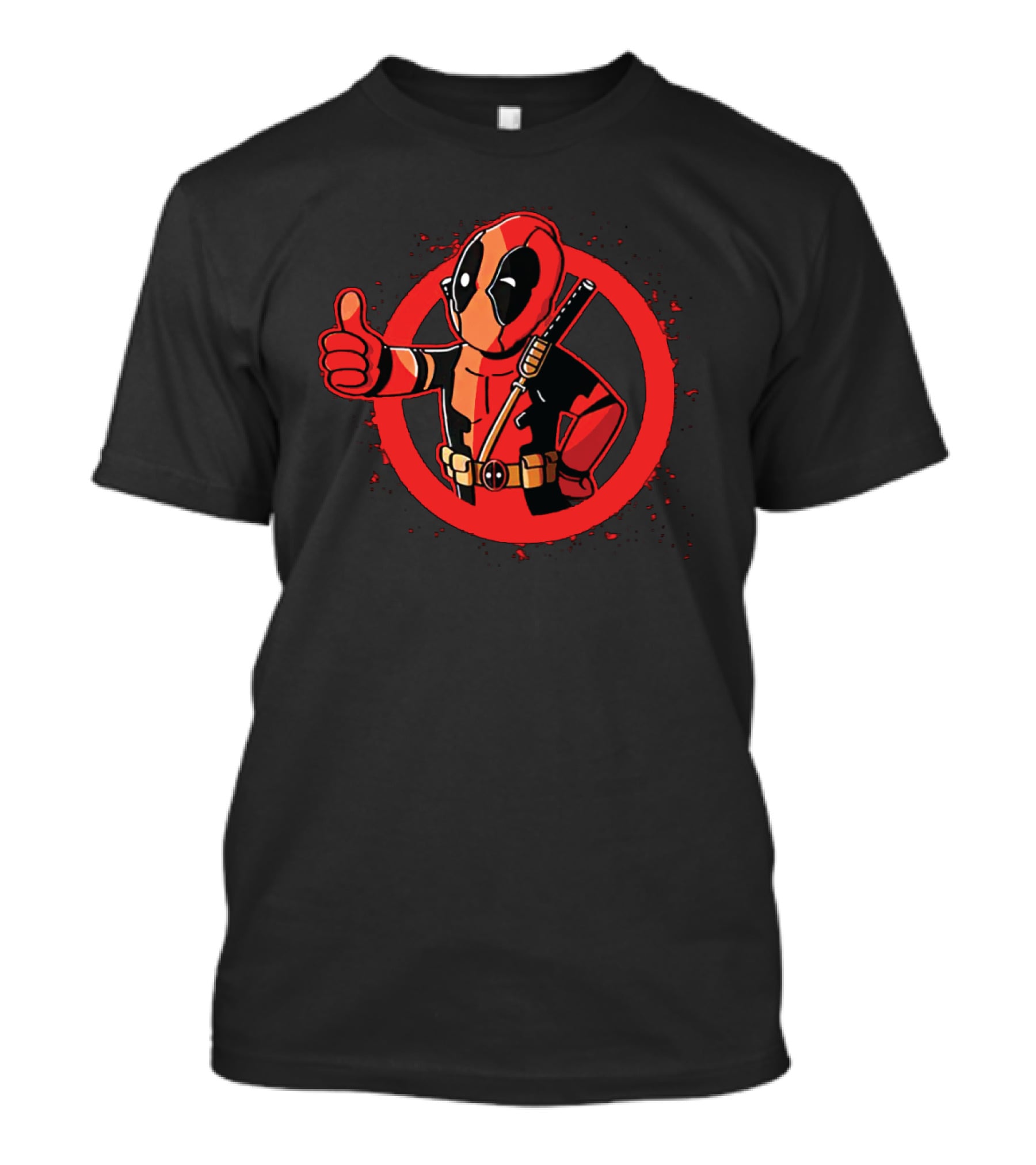 Deadpool Giving Thumbs Up Inside Red Circle Icon Marvel Comics T-Shirt