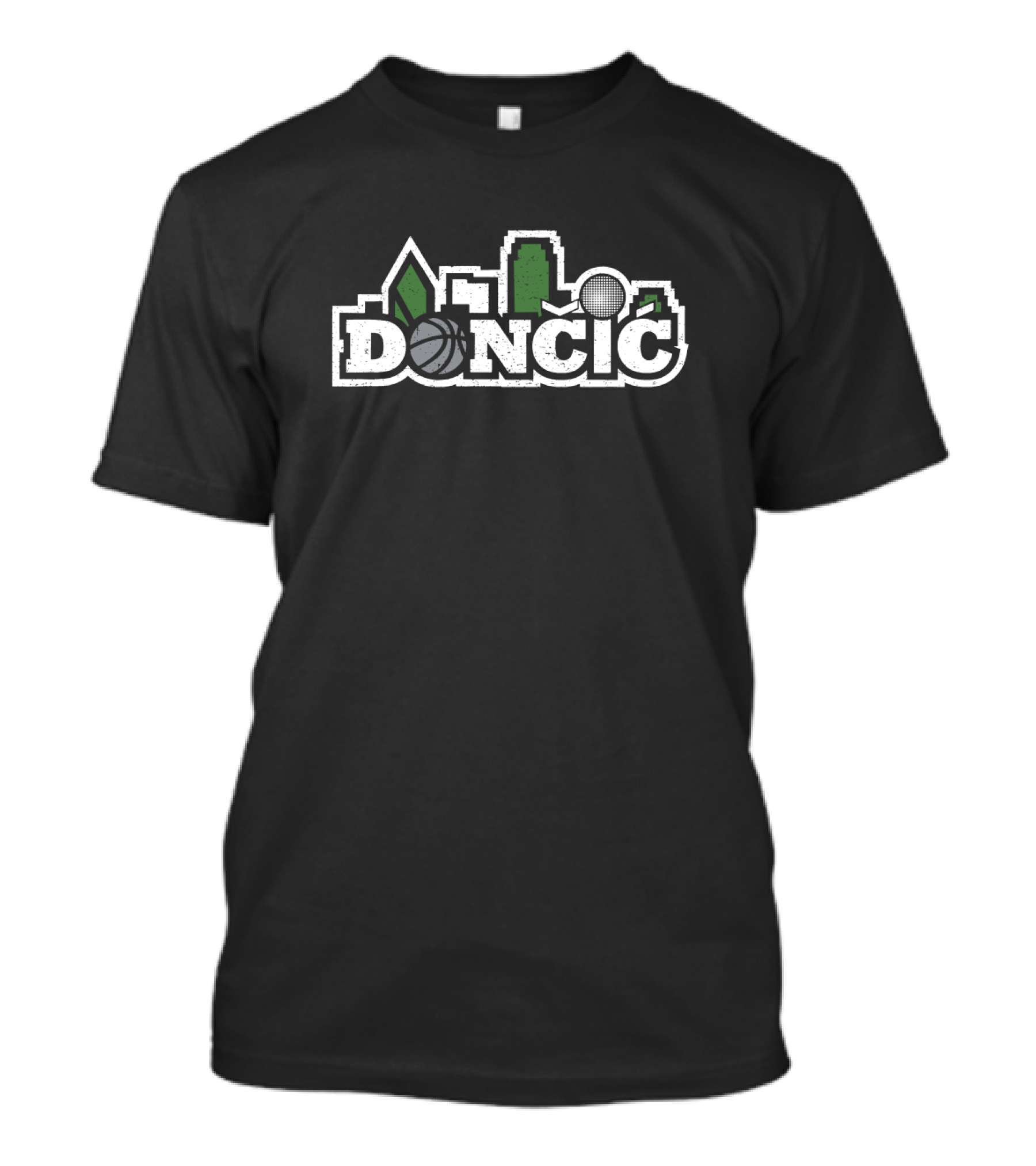 DONCIC Basketball Skyline Green City T-Shirt