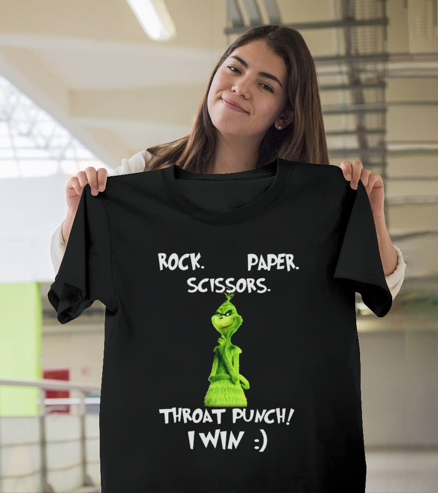 Rock Paper Scissors Throat Punch I Win Grinch T-Shirt