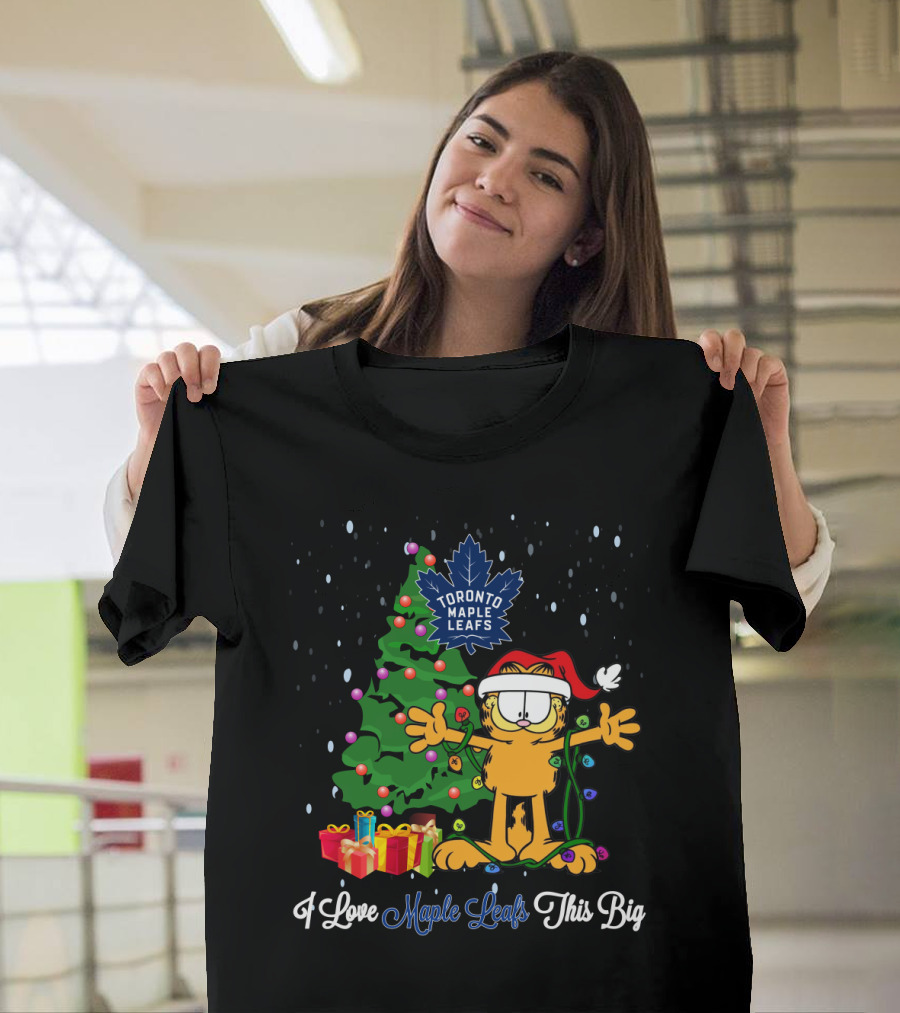 I Love Toronto Maple Leafs This Big Christmas Garfield Tree T-Shirt