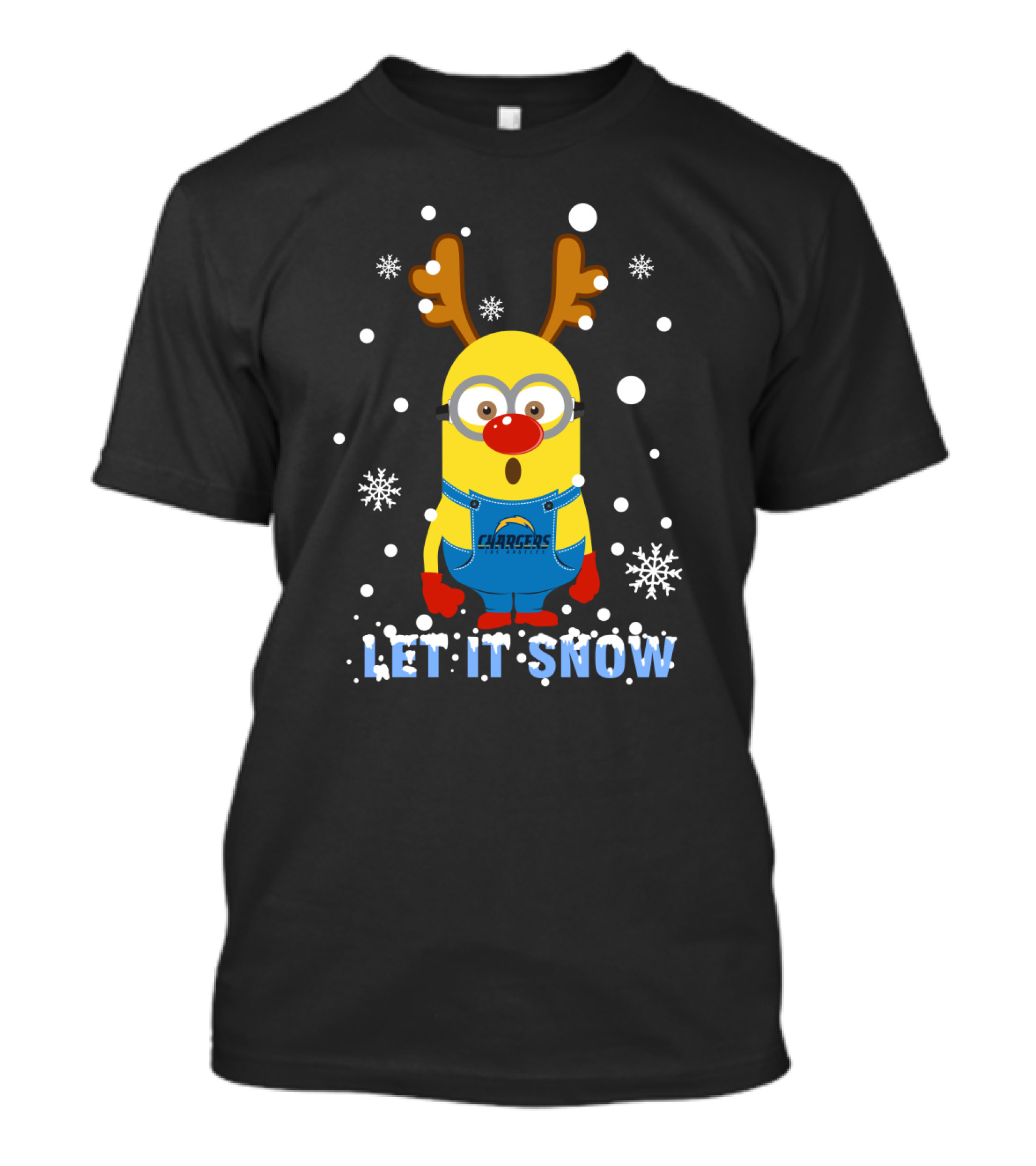 Let It Snow Minion Reindeer Los Angeles Chargers Xmas Fans T-Shirt