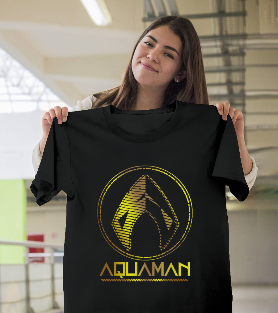 Aquaman Movie Gold Trident Emblem Iconic Symbol T-Shirt