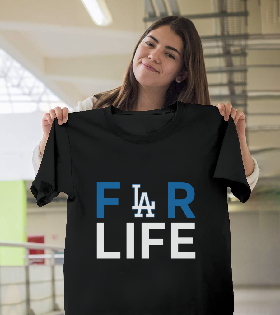 LA Dodgers For Life Fan Tribute Text T-Shirt