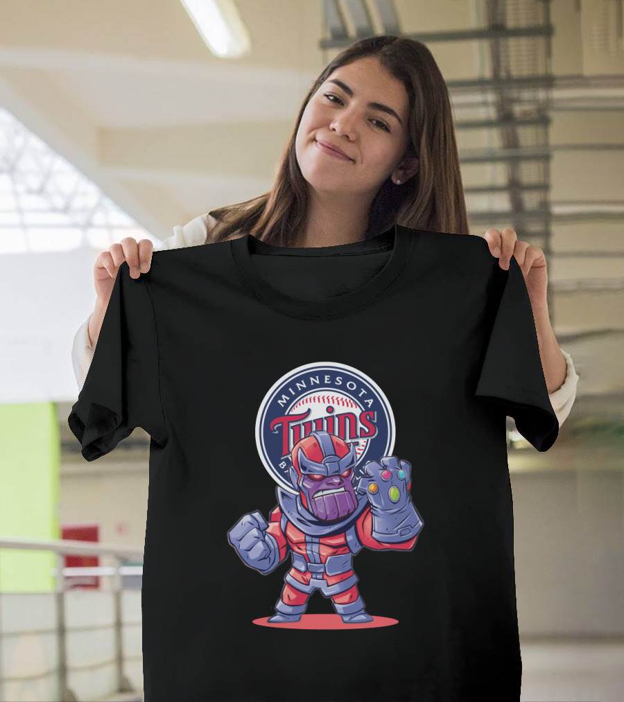 Minnesota Twins Baseball Fans Meet Thanos in Comic Style Crossover T-Shirt